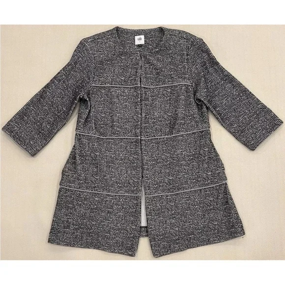 CAbi The Times Jacket Black White Gray Style 5299 Pockets Tweed Size Small - Picture 2 of 10